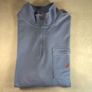 Nautica XXL Mens‎ Pullover Sweatshirt Qrt Zip-up Long Sleeve Periwinkle Blue